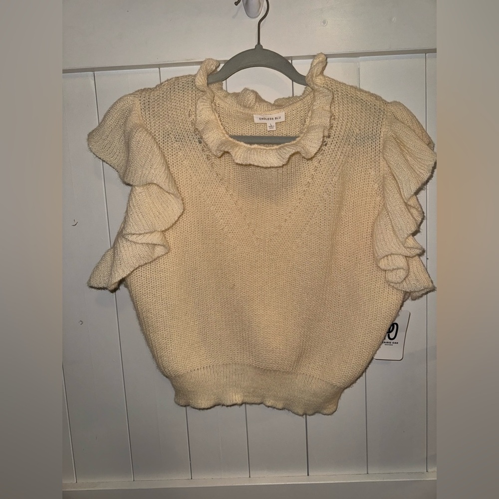 Endless Blu Ruffle Sweater Vest